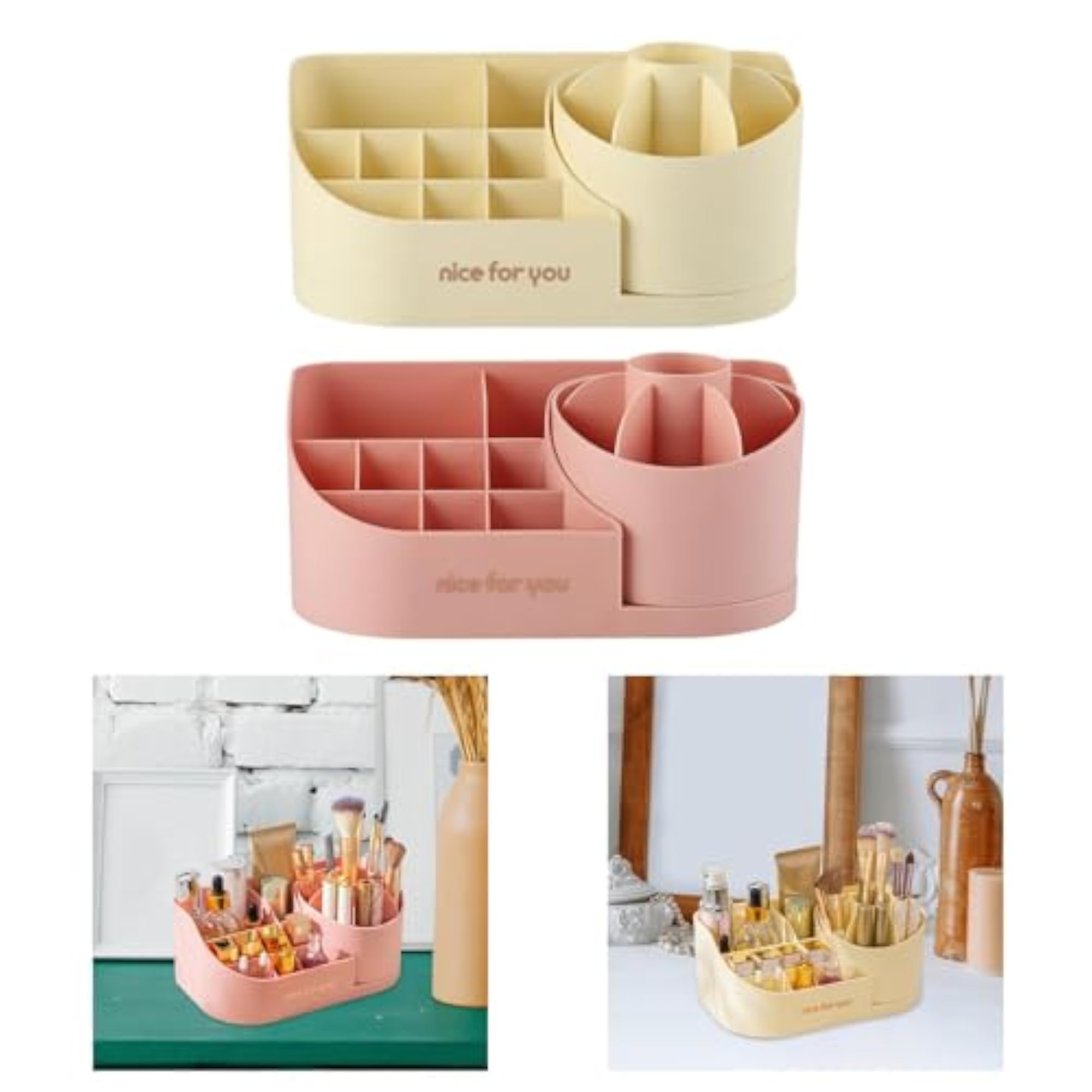 360 Rotating Makeup Brush Holder Organizer for Countertop