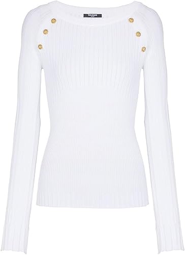 Buttoned-Shoulder Boatneck Sweater
