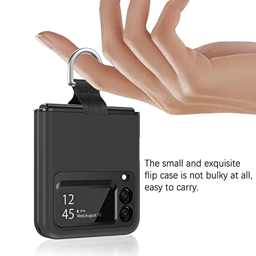 Bentoben Samsung Galaxy Z Flip 3 Case, Phone Case Samsung Z Flip 3 5G, Slim Fit Dual Layer Hard Pc Soft Inner Tpu Strap Ring Holder Shockproof Bumper Protective Girls Women Boys Men Case Cover, Black #TOP8