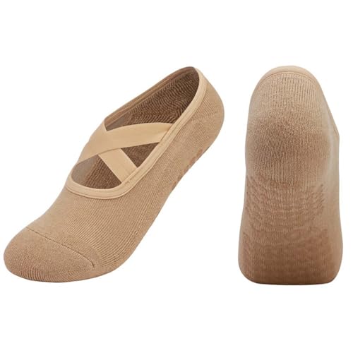 Image of Cotton Yoga Socks with NON-SLIP GRIPS for Women - Yoga Meditation Pilates Barre Accessories - One Size Fits Most