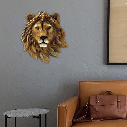 P Prettyia Wild Animal Head Wall Sculpture Mounted Ornament Statue Hanging Art Decor for Bedroom Living Room Decor - Black Brown Gray, Lion 20x9.5x23cm