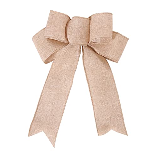 YAOGUI Weihnachtsbaumschleife, gestreift, Elch, langes Band, vorgebundene Schleife, Dekoration, Weihnachtsbaumschleife, Silber