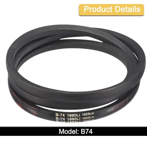 Image of uxcell 3 Pack B74 Classic Wrapped V-Belt, 77 inch Outside Circumference, Black Industrial Rubber V-Belt