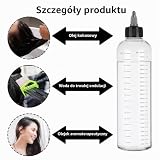 2 sztuki aplikatora do olejków do włosów, 500 ml, plastikowy środek do farbowania włosów, butelka wyciskająca, przezroczysta butelka z dozownikiem, aplikator do włosów z obrotową końcówką i skalą