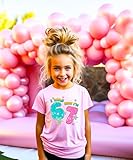 Ink-Printed Glitter I was 6 Now I'm 7 Birthday Shirt for Girls Trendy Six Seven Party T-Shirt Pink Shirt Youth Medium