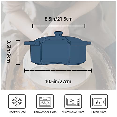 Fun Elements Casserole Dish, 2 Quart Lace Emboss Casserole Dish With Lid, Oven To Table Ceramic Round Serving Dish With Handles For Dinner And Party(Grayish Blue) #TOP5