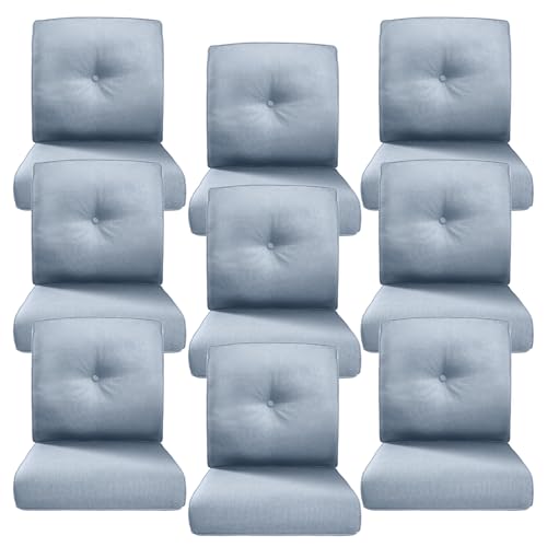 Image of Luxury 4 inch Thick Outdoor Cushion Set of 9 - 22x24 Patio Furniture Cushions with 28D High-Density Foam, Water-Resistant & Fade-Resistant Fabric, Removable Covers for Patio Furniture Sofa - Baby Blue