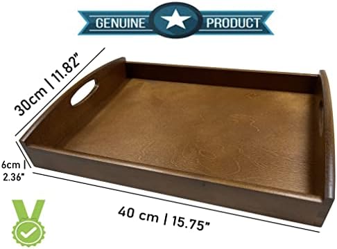 efo Wooden Serving Tray - Stylish Decorative Tray - Great as Dinner Tray Breakfast Tray or Tea Tray - Serving Tray with Handles 16x12x2.25" | 40x30x6cm (Walnut Varnish)