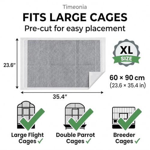 TIMEONIA XL Bird Cage Liners 20-Pack Bamboo Charcoal Pads — view 4