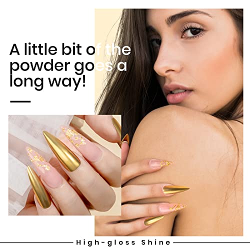 Mizhse Magic Chrome Nail Powder Gold Polish Metallic Glitter Liquid, Shiny Metal Glossy Mirror Effect Quick Dry Nail Art Manicure Set 10Ml #TOP3