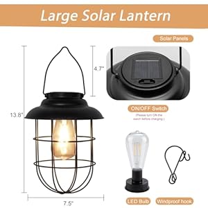 pearlstar Hanging Solar Lantern Outdoor Decorative Lights Waterproof Large Metal Solar Lamp Garden Yard Patio Pathway Farmhouse Decor, Warm Light pearlstar Hanging Solar Lantern Outdoor Decorative Lights Waterproof Large Metal Solar Lamp Garden Yard Patio Pathway Farmhouse Decor Warm Light