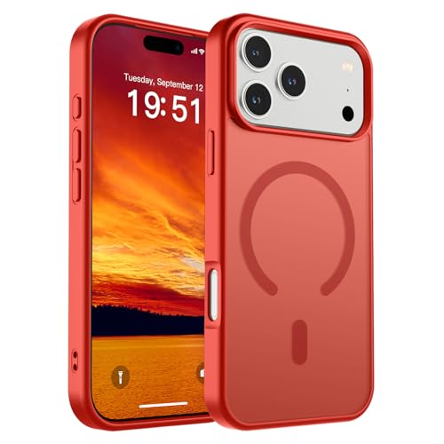 SUPFINE Magnetic for iPhone 17 Pro Max Case (Compatible with MagSafe)(Military Grade Drop Protection) Translucent Matte Shockproof with Anti-Fingerprint Phone Cover,Red by SUPFINE - Used condition - US$9.61