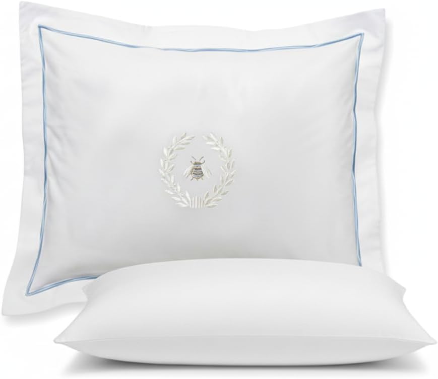 Jacaranda Living Napoleon Bee Wreath Embroidered Boudoir Pillow Cover + Insert, 12x16 Cotton Decorative Pillow