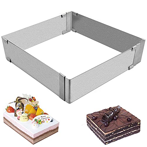 Molde Rectangular Tarta Mousse,Molde Pastel Mousse Ajustable,Anillo Pastel Cuadrado Hornear,Molde Pastel Acero Inoxidable,Se Utiliza Para Hacer Tartas Cuadradas,Tartas De Mousse,Tiramisú (15-27,5 cm)