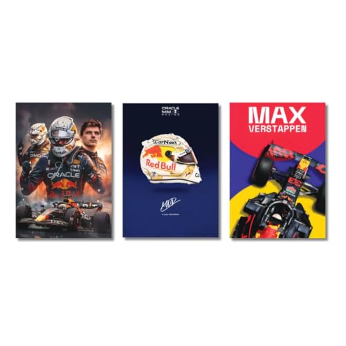 Image of Live Mad Live Crazy (LMLC) Formula 1 Max Verstappen Vertical Wall Paper Poster Pack - Set of 3, A4 Size, 9x12 inch Unframed Art Prints - Home, Bedroom, Living Room & Decor - Aesthetic, Matte Finish