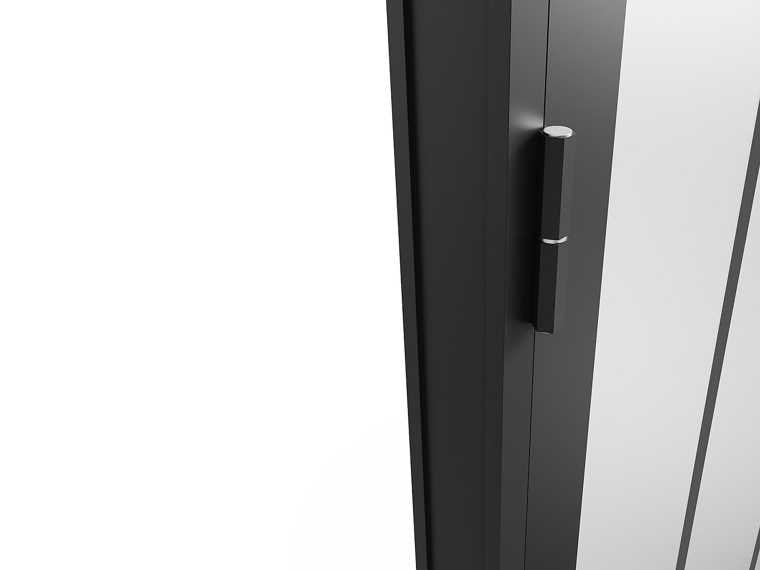 Vente-unique - Bloc porte réversible en aluminium et verre trempé dépoli style atelier - H204 x L93 cm - Noir - ERMELO