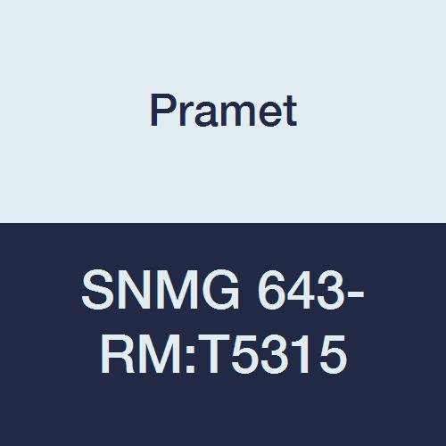 SNMG 643-RM:T5315 Carbide Indexable Turning Insert, 0.047" Radius, Negative, Semi Roughing/Roughing, 3/4" I.C., 1/4" Thick, CVD, 90 Degree Square, Cast Iron (K15), Black (Pack of 10)