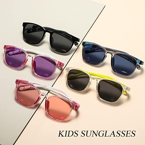 Musivon Kids Sunglasses Age 3-8, Toddler Sunglasses Polarized Flexible Frame for Boys Girls(Multi-colour/Medium)