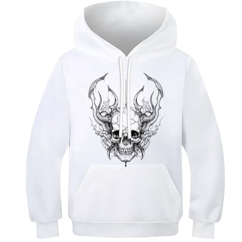 Sweat squelette fille garçon pull imprimé 3D printemps grande poche