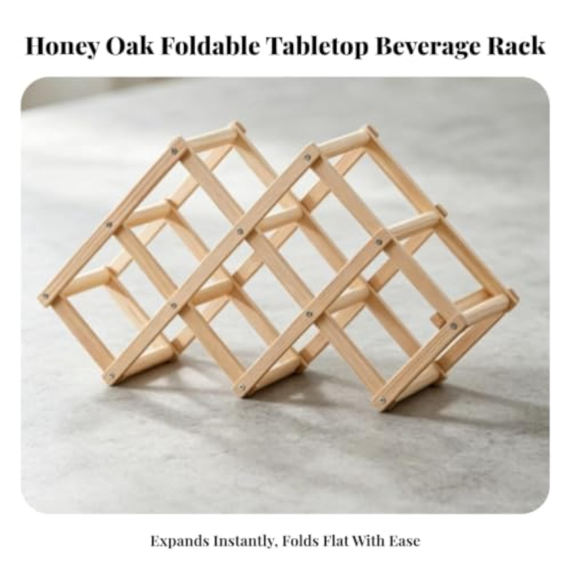 Countertop Foldable Wooden Wine Rack, Space-Saving Design