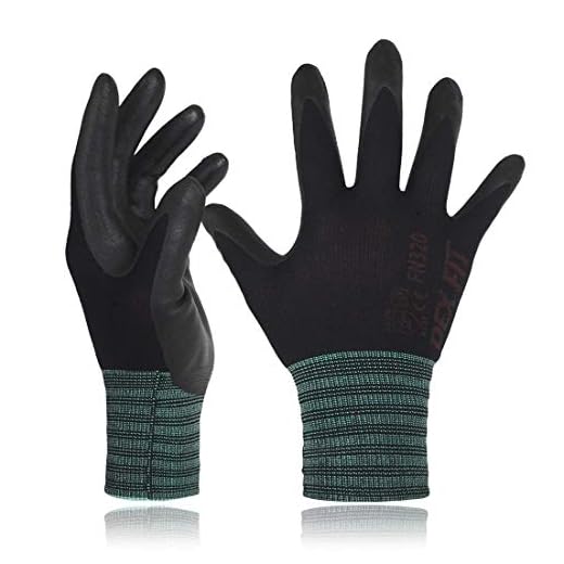 DEX FIT Premium Nylon Nitrile Work Gloves FN320, 3 Pairs, 3D-Comfort Stretchy Fit, Firm Grip, Thin & Lightweight, Durable, Breathable & Cool, Machine Washable; Black 8 (M)