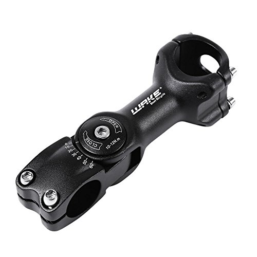 Wake MTB Stem 25.4 90mm 0-60 Degree Adjustable Bike Stem Mountain Bike Stem Short Handlebar Stem for Most Bicycle, Road Bike, MTB, BMX, Fixie Gear, Cycling (Aluminum Alloy, Lightweight, Black)