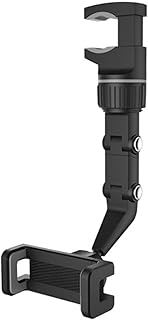 Toshionics New 360° Rearview Mirror Phone Holder for Car Multifunctional Mount Phone and GPS Holder Universal Rotating Car Phone Holder, Cell Phone Automobile Cradles (Black)