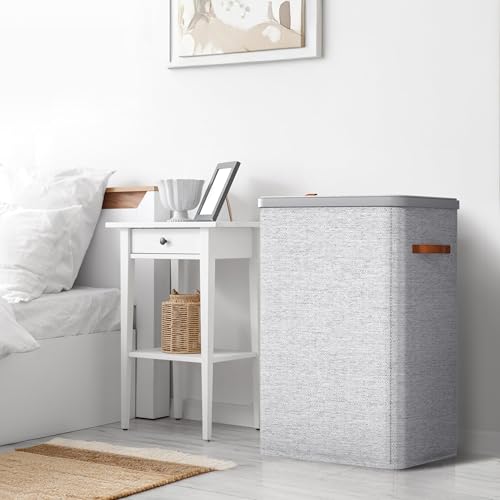 Sorbus Laundry Hamper with Lid - Collapsible 2-Compartment Fabric Laundry Basket with Handles and Removable Laundry Bag – 45 Gallon (170 L) Dirty Clothes Hamper for Bedroom, bathroom and dorm (Gray) — view 6