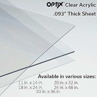 OPTIX Clear Acrylic Plastic Sheet - 0.093 Clear - 11 in. x 14 in. - 12 Pack