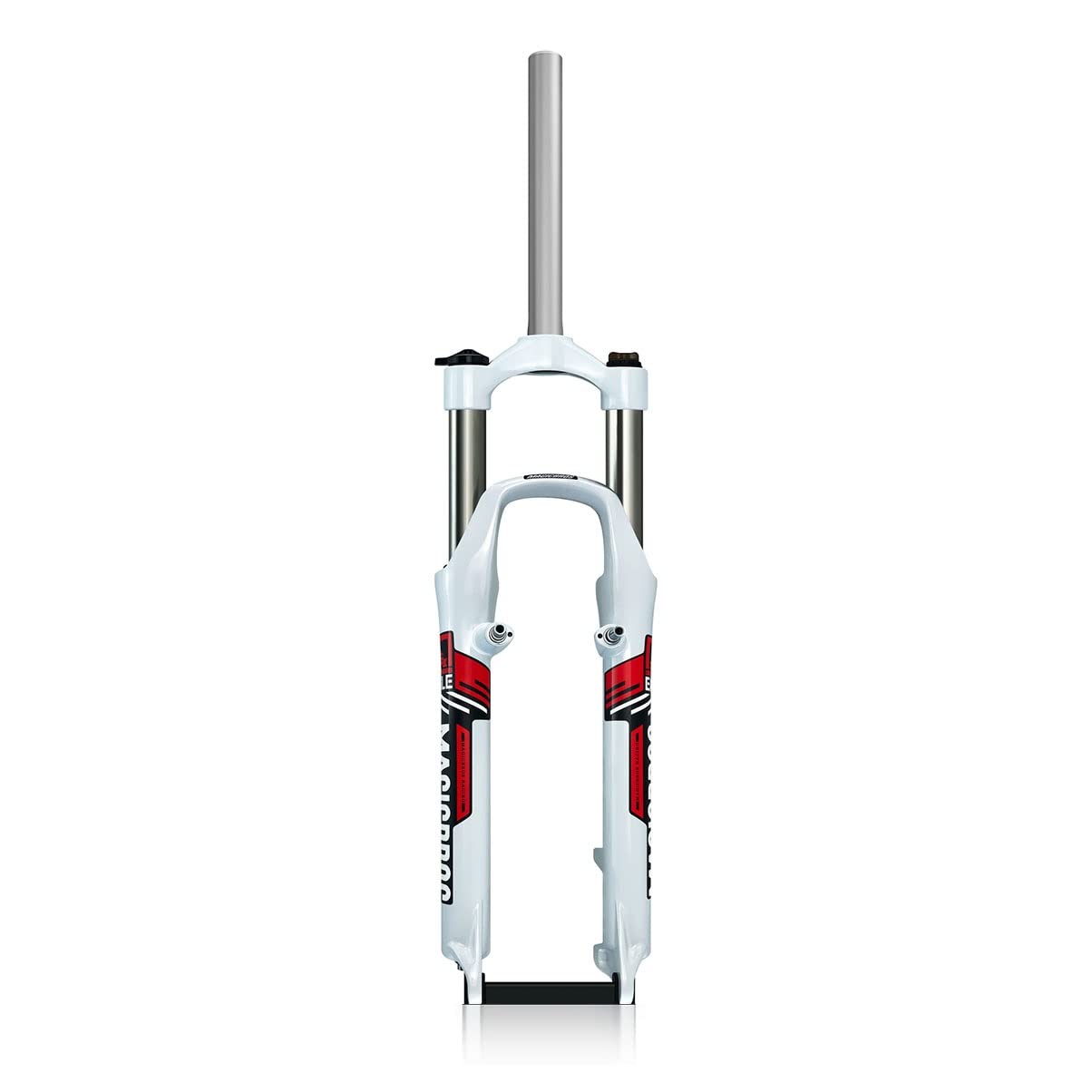 Bikes Suspension Fork 26 Inch 100mm Travel Mountain Bike Front Fork 1 1/8 Straight Tube Aluminum Alloy Mechanical Fork QR 9mm Disc/V Brake(White red)