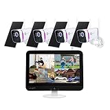 xmartO Solar Powered Wire-Free 4MP Home Solar Security Camera Wireless System with Screen(All-Weathe