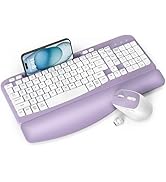 Wireless Keyboard and Mouse Combo, EAYBLLY 2.4G Ergonomic Quiet Keyboard Mouse Set, Split Keyboar...
