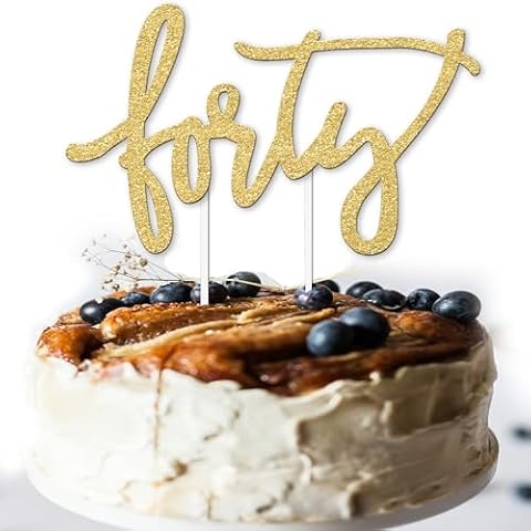 40th Birthday Cake Topper, FORTY, 40 Cake Topper, Happy 40th Birthday Cake Topper For Women and Men by Merry Expressions Cover