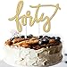 40th Birthday Cake Topper Decoration - FORTY - 6.5" x 4" Fortieth Bday Topper w/ Premium Double Sided Gold Glitter Cardstock Paper - Classy & Fabulous Accessory - Exclusive Design by Merry Expressions