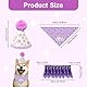 KASESSS 3 Stück Hunde Geburtstag Hut Bandana Set, Hundegeburtstagspartyzubehör, Einstellbar Hundegeburtstagspartyhut, Niedliche Spitze Haustier Glitzerndes Kleid für Kleine Mittlere Hunde, Lila