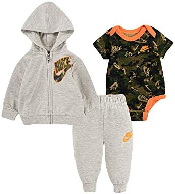 Nike Baby Boy 3 Piece Camo Set, Jogger Pants, Zip-Up Jacket and Bodysuit (3 M)