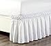 Wrap Around 18" inch Fall White Ruffled Elastic Solid Bed Skirt Fits All Queen, King and Cal King Size Bedding High Thread Count Microfiber Dust Ruffle, Silky Soft & Wrinkle Free.