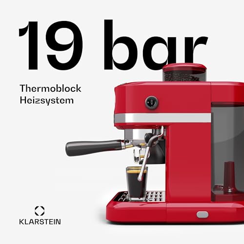 Klarstein Bella Café Siebträgermaschine mit Mahlwerk und Milchaufschäumer
