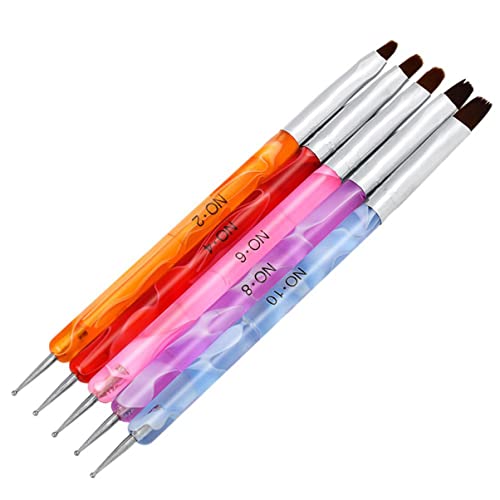 minkissy 5pcs Double-ended Nail Art Pens for Manicure Dotting and Painting Tools Styluses and Brushes for Professional and Personal Use Suitable for Acrylic and Gel Nail Designs - Thumbnail 7