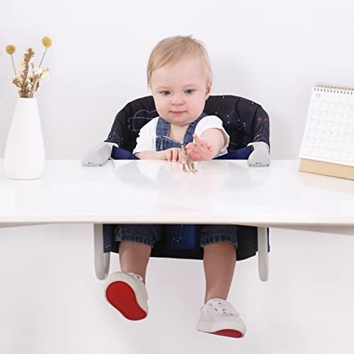 Folding Hook On High Chair, Portable Table High Chair Baby Hook On Seats with Storage Bag and Fast Tight Fixing Clip, Easy Portable Feeding Seat for Home and Travelling (Dark Blue)