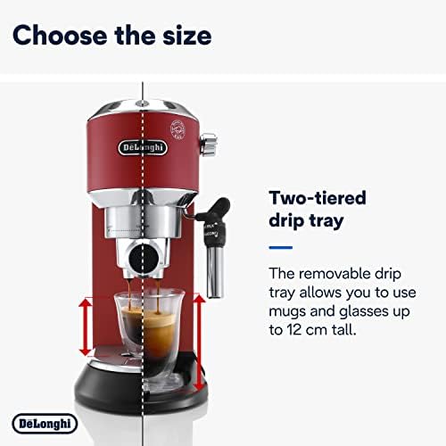 De'Longhi Dedica Style Traditional Pump Espresso Machine, Coffee and Cappuccino Maker, EC685R, Red