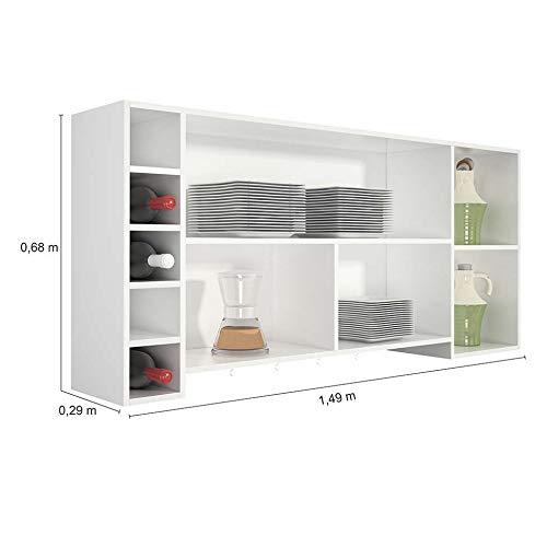 Armário Aéreo Ebano 3 Portas Branco CHF Móveis