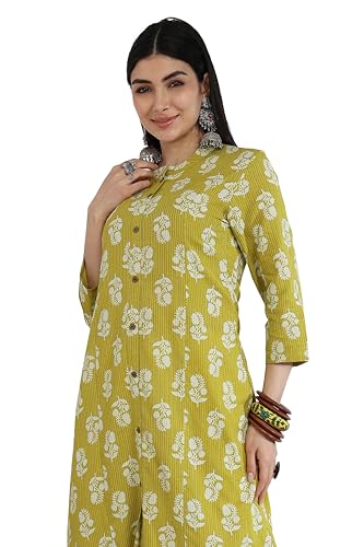Image of MIRCHI FASHION Pure Cotton Kurti for Women | A-Line Kantha Work Printed Kurta for Woman | Ethnic Wear for Office & Daily Use (Single Piece)