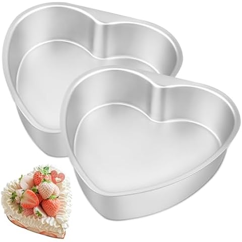 Mu Mianhua 2 Pcs Heart Shaped Cake Tin 8 Inch Love Cake Moulds Nonstick Heart Cake Pans Baking Tray Cheesecake Molds Cover