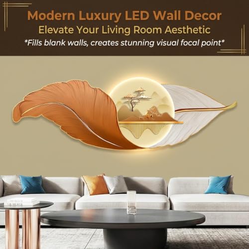 3D Wall Art Decor LED Glow Sculpture, Luxury Crystal Porcelain
