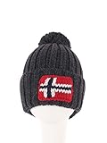 Pom pom Napapijri Herren Wollmischung Halbwolle 3 Beanie-Hut EIN Größe Dunkelgrau