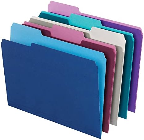 Office Depot Top Tab Color File Folders, 1/3 Cut, Letter Size, Assorted Colors, Box of 100, ODOM01632