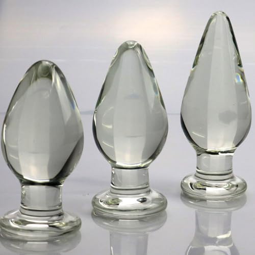 SAHOOSAFETY Plug anal en verre, 3 tailles, godemiché en verre lisse, plug anal en cristal, perles anales, boules anales, masturbation vaginale et anale, jouets sexuels for hommes et femmes(A)