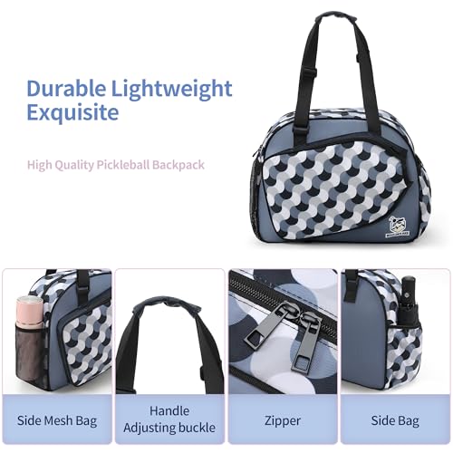 Image of Boulder Bee Pickleball Bags, Premium Pickleball Tote Bag for Girls, Women's Hand /Shoulder Gym Bag w Water Bottle Holder, with Pickleball Racquet /Paddle Holder