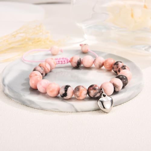 12-21 Year Old Girl Birthday Gifts, Pink Natural Stone Bracelet with Inspirational Gift Card for Daughter/Granddaughter/Niece Teen Girl Gifts Idea3